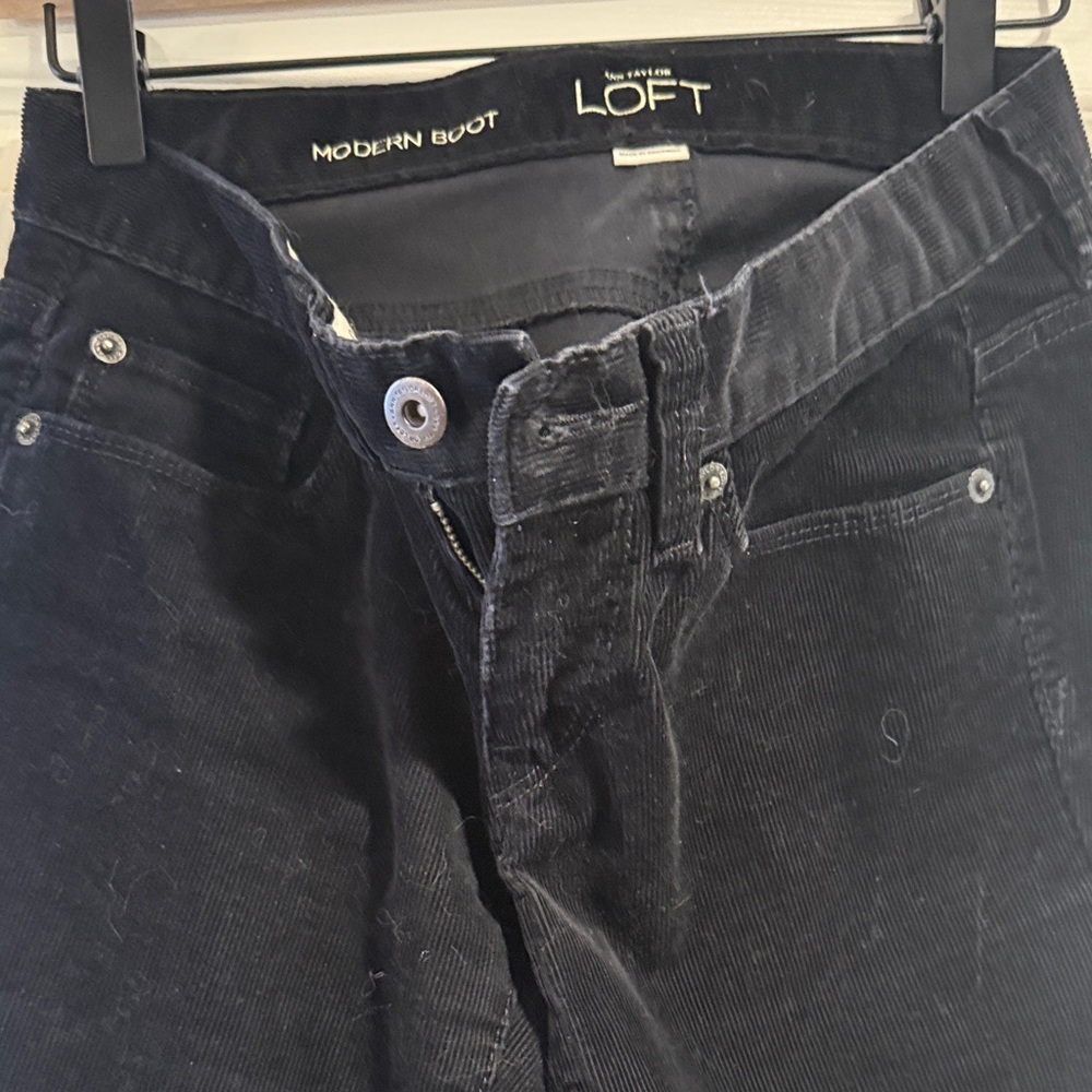 LOFT Black Corduroy Bootcut Trousers low rise